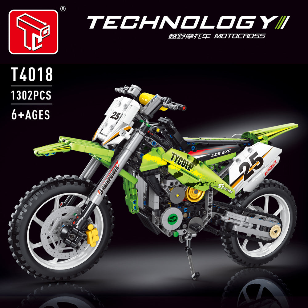 Technik Motorrad Kawasaki Motorrad Modell, T4018 Technik Motorrad Bauset Kompatibel mit Lego Technik