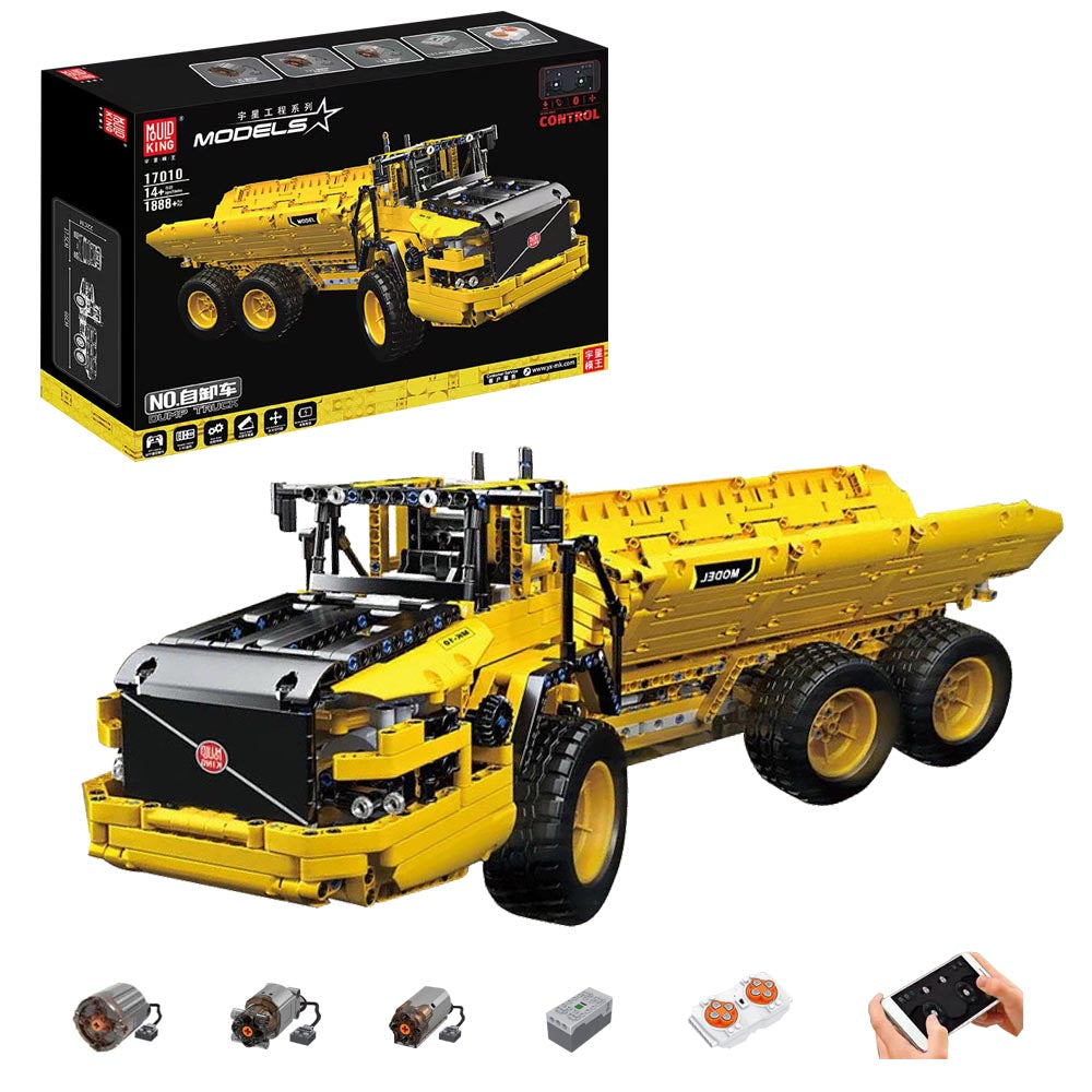 Technik Knickgelenkter Volvo-Dumper mit App Control, 1888 Teile Technik Ferngesteuert Dumper LKW mit Motoren Modell Bausatz Kompatibel mit Lego Technik