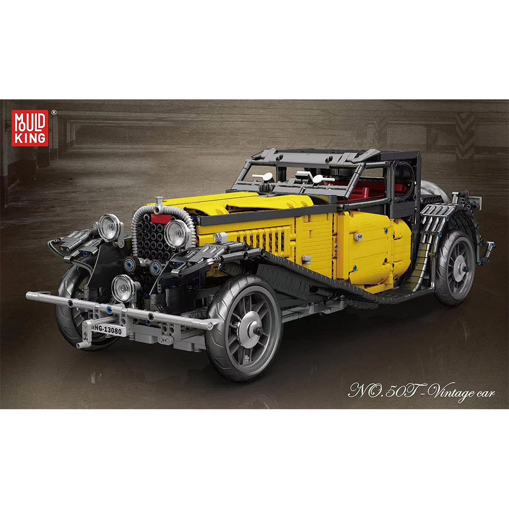 Technik Bugatti T50 Oldtimer, 3564 Teile Technik Ferngesteuert Auto mit 3 Motor, Technik Oldtimer Retro-Auto Bauset Kompatibel mit Lego Technik