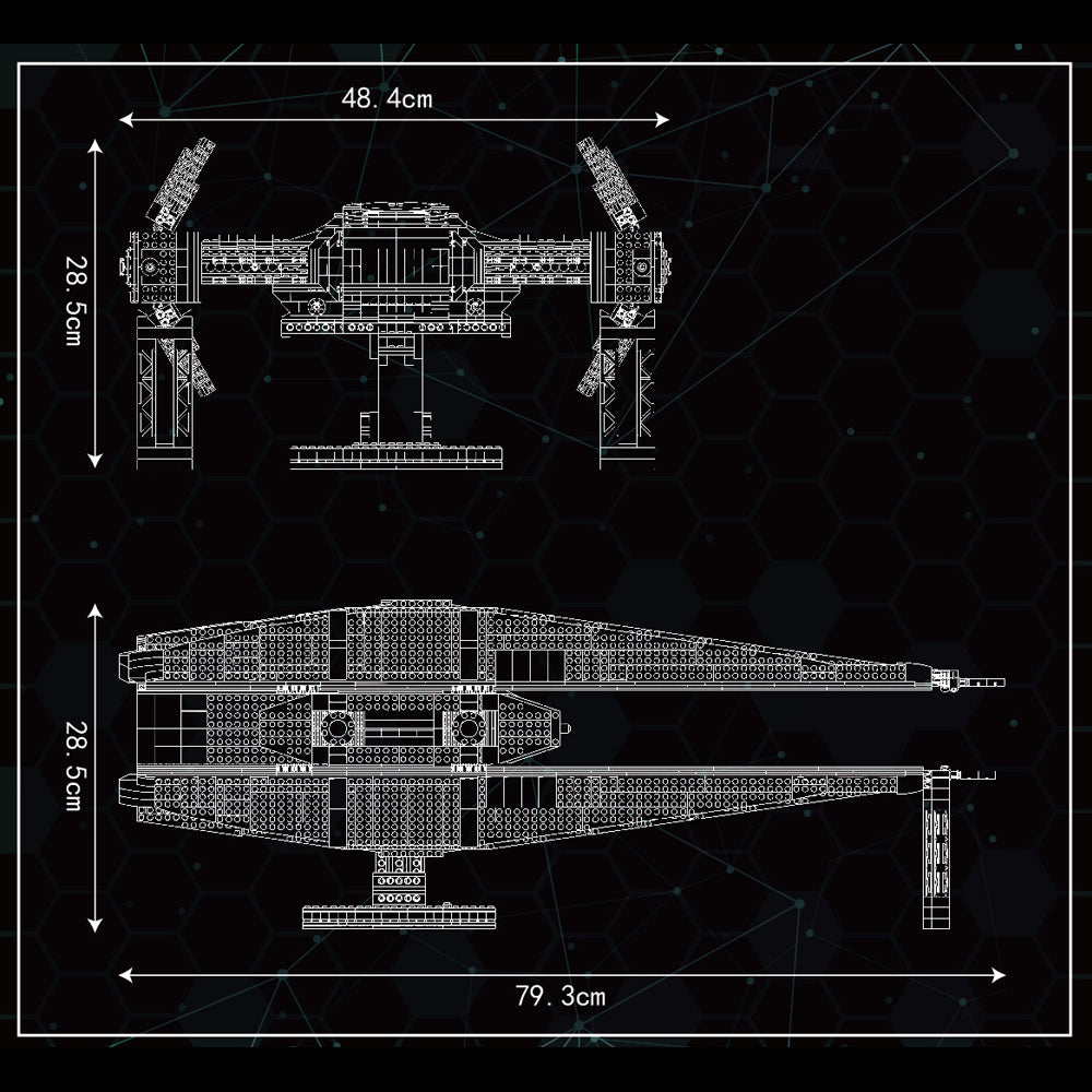 Kylo Ren's Tie Fighter Raumschiff für Lego Star Wars, 3758 Teile Groß Tie Fighter Mit Flügeln Modell Raumschiff Modellbau Set Kompatibel mit Lego Star Wars