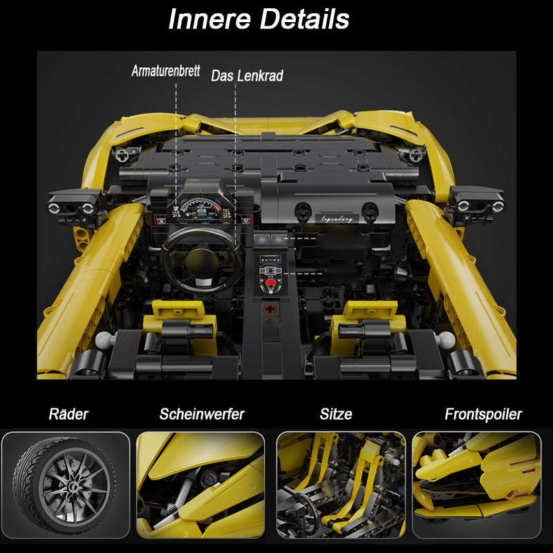 Technik Lamborghini Aventador LP700 Supersportwagen Modell, Technik Sportwagen Mit LED Beleuchtung Technik ferngesteuert Auto mit Motor Bausatz Kompatibel mit Lego Technik