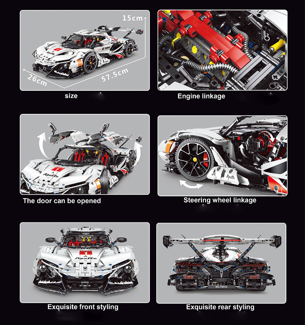 Technik Auto Apollo, 3668 Teile Technik Sportwagen Motorisierte Modell, Technik Ferngesteuert Auto Custom Bausteine Kompatibel mit Lego Technik