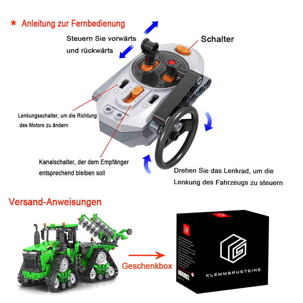 Technik Ferngesteuert Traktor Technik Raupentraktor Modell, 1706 Teile Technik Traktor Ferngesteuert Traktor Motorisierte Modell Kompatibel mit Lego Technik