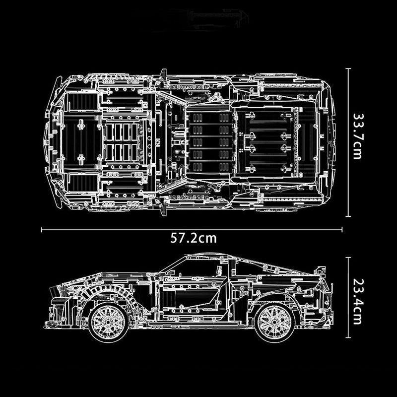 Technik Ford Mustang Shelby GT500 Sportwagen, 3386 Teile Technik Ferngesteuert Auto mit 5 Motor Custome Bausteine Bauset Kompatibel mit Lego Technik