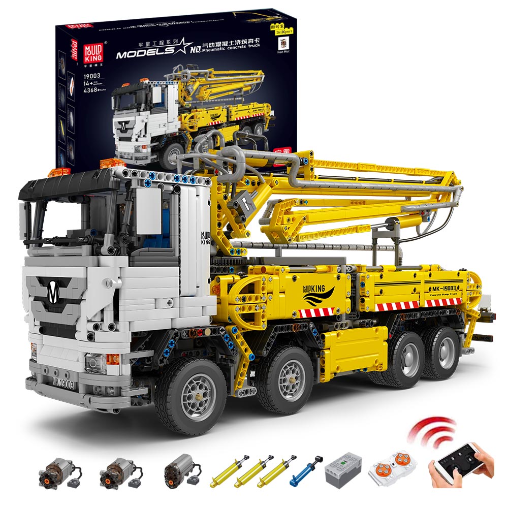 Technik LKW Mit Kran, Technik Kran Pneumatik LKW mit Beton-Kran, Technik Betonmischer mit Motoren, 4368 Teile Technik Kran Ferngesteuert Bausatz Kompatibel mit Lego Technik