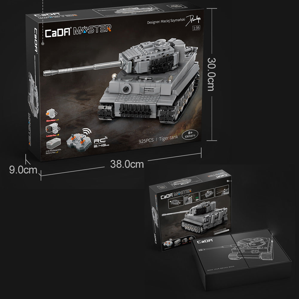 CADA C61071 Technik Panzer, 925 Teile Technik Tank Technic Ferngesteuert Panzer mit Motor Bausatz Kompatibel mit Lego Technik