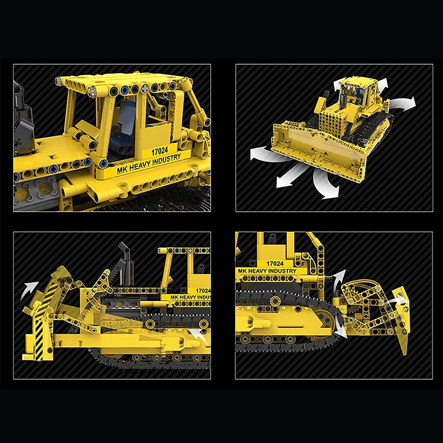 Technik Radlader Ferngesteuert, Mould King 17024, Technik Ferngesteuert Radlader mit 4 Motor, Fernbedienung und App Kontroller Bausatz Moc Klemmbausteine Kompatibel mit Lego Technik