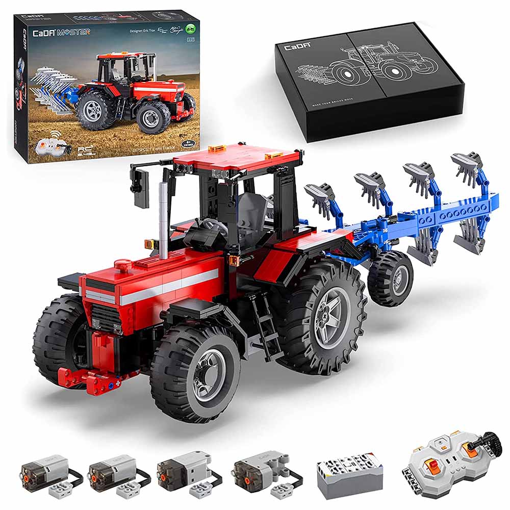 CADA C61052w Technik Traktor Ferngesteuert, 1675 Teile Technik Traktor Modell mit 4 Motoren Bausatz Kompatibel mit Lego Technik