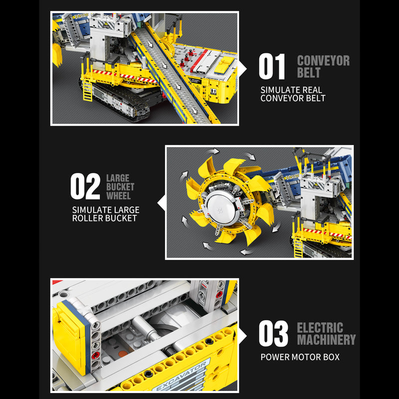 Technik Bagger Ferngesteuert 22017, Technik Bagger Mit Schaufelrad ferngesteuert Bagger Modell, 3188 Teile Technik Bagger Modell Kompatibel mit Lego Technik Bagger