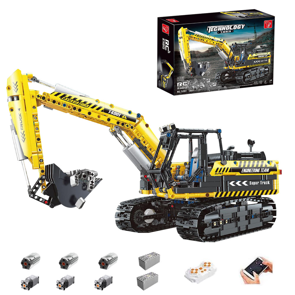 Technik Bagger Ferngesteuert, 2068 Teile Technik Raupenbagger Technic Ferngesteuert Bagger mit 6 Motor Modellbau Klemmbausteine Kompatibel mit Lego Technik