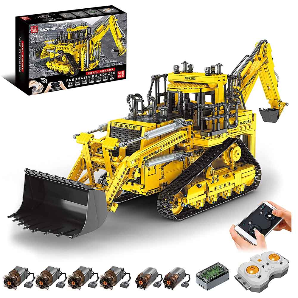 Technik Radlader Technik Bagger 2 in 1 Bausatz, 3963 Teile Technic Ferngesteuert Bagger Bulldozer mit 6 Motor Kompatibel mit Lego Technik