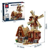 Modular Haus Mittelalter Windmühle Modell, 2808 Teile Modular Building Windmühle Modellbau Set Kompatibel mit Lego