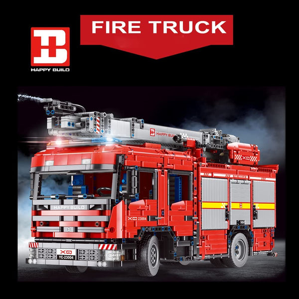 Technik Feuerwehr LKW mit 6 Motoren, 5133 Teile Technik Ferngesteuert Feuerwehrauto mit Kranarm Modell Bausatz Kompatibel mit Lego Technik