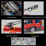 Technik Feuerwehr LKW mit 6 Motoren, 5133 Teile Technik Ferngesteuert Feuerwehrauto mit Kranarm Modell Bausatz Kompatibel mit Lego Technik