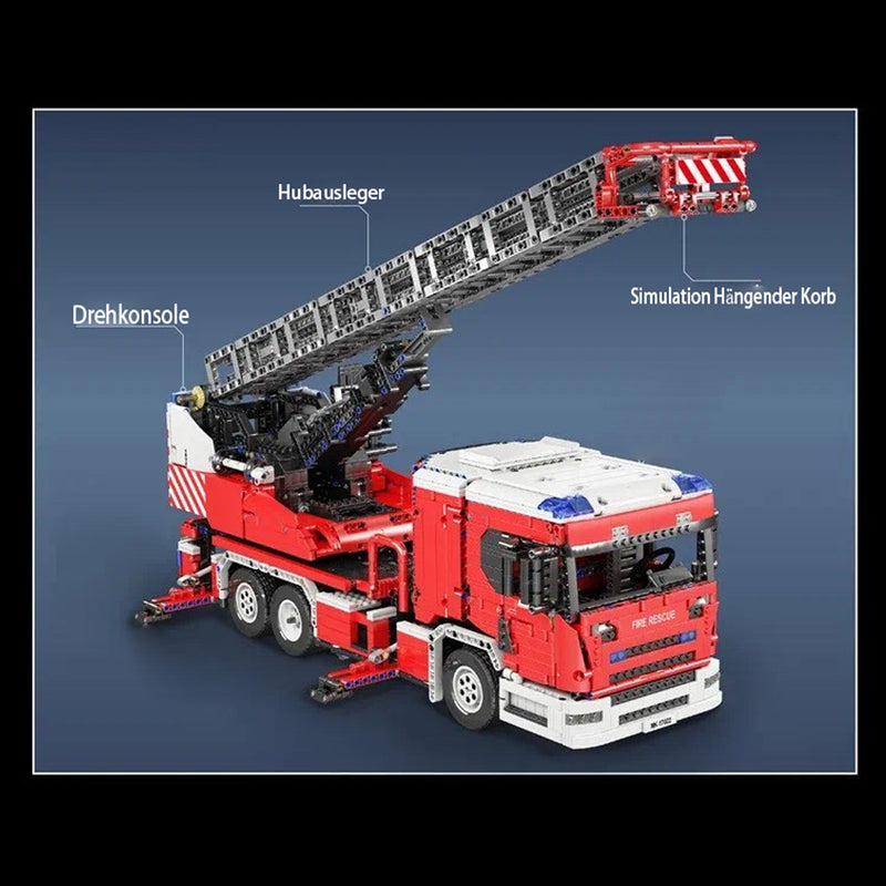 Technik LKW Feuerwehrauto mit Kranarm, 4886 Teile Technik Ferngesteuert Feuerwehr LKW mit 8 Motoren Custom Bausteine Kompatibel mit Lego Technik