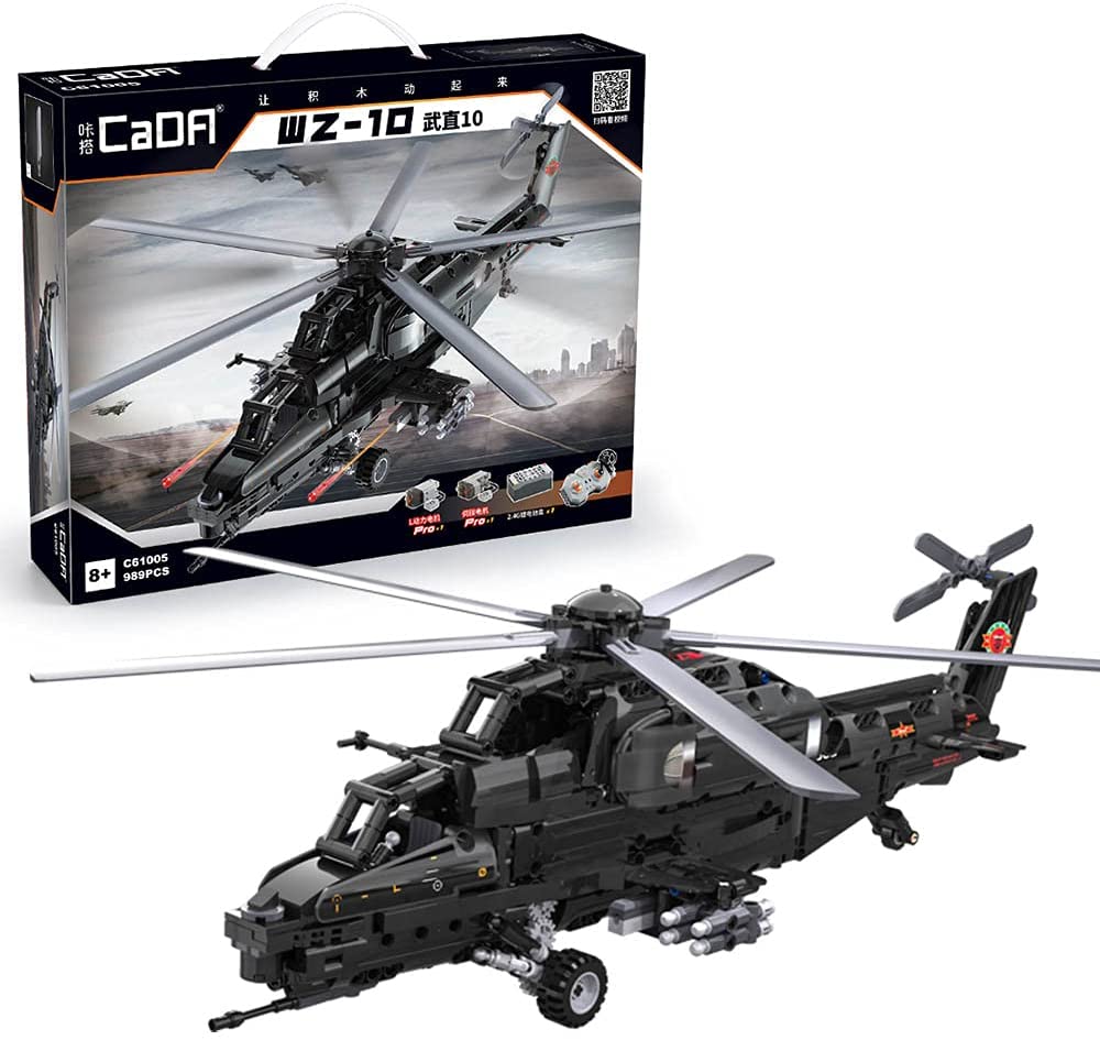 CADA C61005 Technik Hubschrauber, 1689 Teile Technik Helikopter Militär Technic Ferngesteuert Hubschrauber mit Motor und Fernbedienung Bauset Kompatibel mit Lego Technik