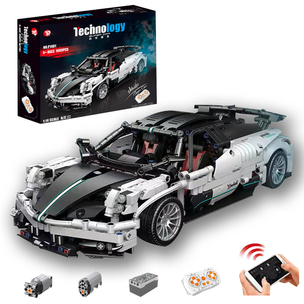 Technik Auto für Pagani Zonda, Technik Sportwagen Ferngesteuert Auto, Technik Supercar Motorisierte Modell Custom Bausteine Kompatibel mit Lego Technik