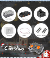 Weihnachten Zug Ferngesteuert, 1296 Elektrischer Festlicher Weihnachtszug Modellbau mit LEDs, Motoren, Sound-Effekt Set Kompatibel mit Lego Weihnachten